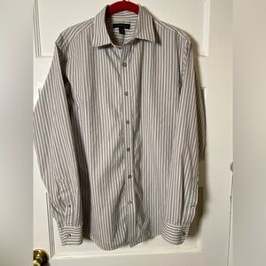 Banana Republic Gray Dress Shirt Classic Striped Design